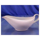 Sleek White Glass Gravy Boat with Handle