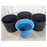 (4)Large Plastic Resin Round Garden Planters Lot