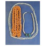 Mixed Beaded Necklace Lot Shell and Stone Style