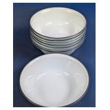 White Ceramic Bowls Gray Stripe Rim