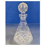 Cut Glass Decanter with Stopper Faceted Design