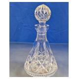 Cut Glass Decanter with Stopper Faceted Design