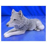 Lying Gray Wolf Plastic Figurine