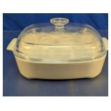 White Casserole Dish with Clear Glass Lid