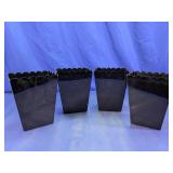 (4)Scalloped Black Popcorn Tubs Set