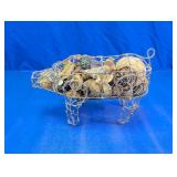 Wire Pig Shaped Basket w/ Dried Botanicals