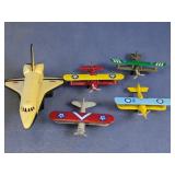 NASA Shuttle and Diecast Biplane Toy Lot