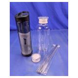 (3) Assorted Glass Water Bottles Set