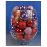 Glass Vase w/ Assorted Christmas Ornaments