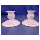 Hobnail Glass Candle Holders
