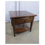 Modern Wood End Table with Drawer & Shelf