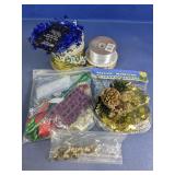 Assorted Holiday Craft Decorations and Ribbon Lot