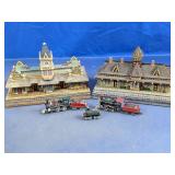 Miniature Train Station and Locomotive Set