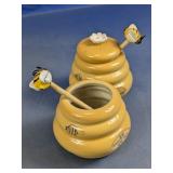 Bumblebee Ceramic Honey Pot Set