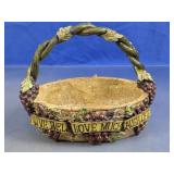 Live Well Love Much Grape Resin Basket Decor