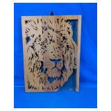 Vintage Wooden Lion Scroll Saw Wall Art