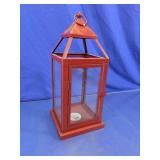 Red Metal Pier 1 Imports Glass Lantern