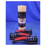 Shelf Liner & 3-Piece Knife Sharpener Set