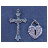 (2) Assorted Religious & Heart Pendants