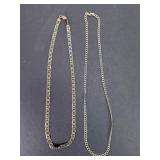 (2) Silver Tone Chain Necklaces