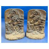 (2) Bronze Tone Horse Bookends