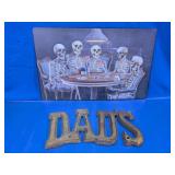 Skeleton Poker Metal Sign & Wooden "DAD