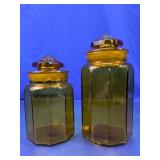 Amber Glass Canister Set w/ Lids