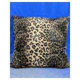 Vintage Faux Fur Leopard Print Square Pillow