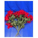 (3) Artificial Poinsettia Flower Stems
