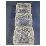 (3) Cut Glass Square Dessert Bowls