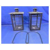 (2)Modern Mission Glass Lanterns Duo