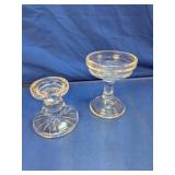 Pair of Clear Glass Candle Holders Mixed Styles