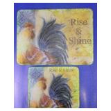 Rooster Rise and Shine Glass Tray Set