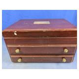 Vintage Multi-Tier Wooden Silverware Chest