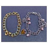 (2) Assorted Chain & Charm Bracelets