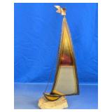 Decorative Sailboat Glass Metal Sculpture