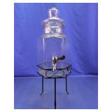 Large Glass Beverage Dispenser with Metal Stand