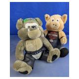 (2)Harley-Davidson Bulldog & Pig Plush Duo