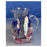 (1) Colorful Art Glass Pitcher
