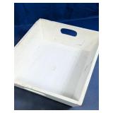 White Wooden Storage Tray w/ Cutout Handles