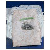 Floral Fabric Shower Curtain w/ Hooks Set