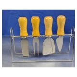 Cheese Knife Set with Wooden Handles and Metal