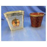 Coca-Cola Tin & Red Metal Planter Pot