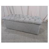 Tufted Gray Fabric Storage Ottoman Bench