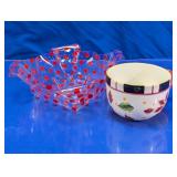 Poinsettia Mug and Red Polka Dot Ruffled Bowl