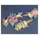 (3) Decorative Hummingbird Wall Plaques
