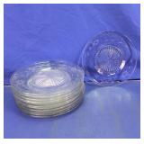 (12)Etched Clear Glass Sunburst Plates Lot
