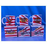 (3) Harley-Davidson Patriotic Coffee Mugs
