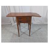 Wood Drop Leaf Side Table w/ 2 Drawers