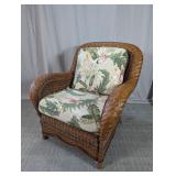 Wicker Armchair w/ Floral Cushions